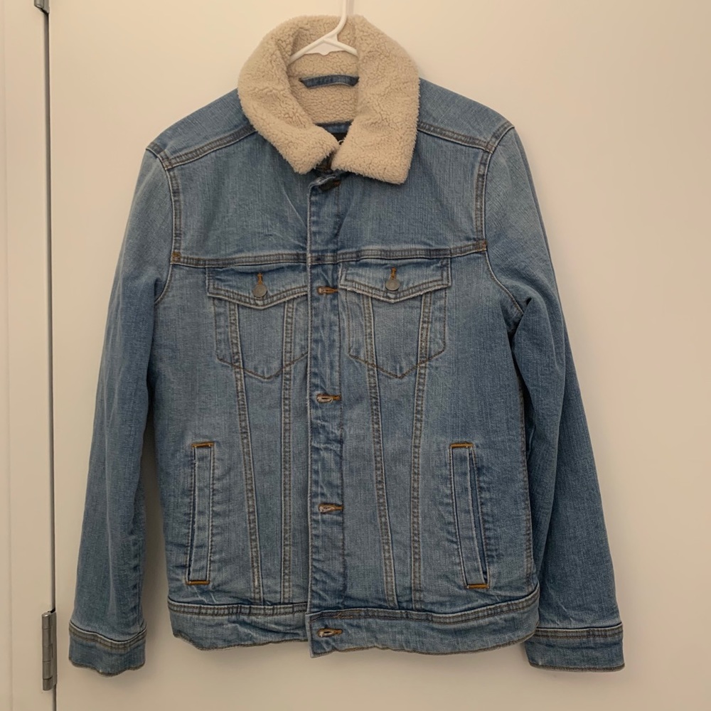 Hollister denim fur jacket, size xs